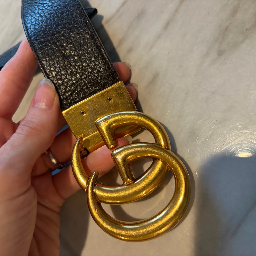Gucci Black Leather reversible black or brown belt - Picture 3 of 4